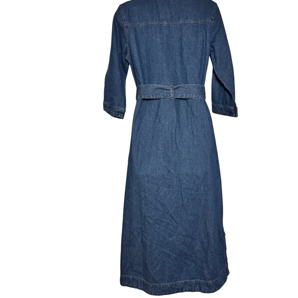 Friends Like These Denim Belted Midi Shirtdress Medium Wash Sz 6 Utility Rodeo - Picture 3 of 10